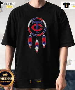 Top Native American Indians X Minnesota Twins baseball T-shirt featuring vibrant graphics and team colors.