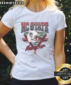 Vintage NC State Wolfpack Triangle Ladies Tee featuring classic design and team colors for stylish fans.