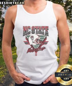 Vintage NC State Wolfpack tank top in red and white, perfect for fans and casual wear. Shop the Triangle collection!