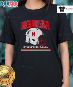 Vintage ladies tee featuring the Nebraska Cornhuskers basketball helmet design, perfect for fans and casual wear.