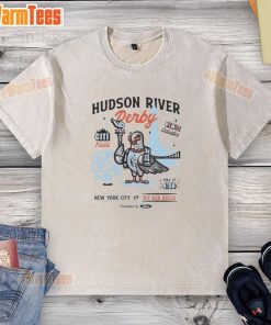 Top New York City FC vs New York Red Bulls Hudson River Derby at Citi Field Stadium, featuring a washed t-shirt design.