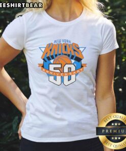 Top New York Knicks Anniversary 50th Logo Ladies Tee featuring vibrant team colors and stylish design for fans.