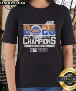 New York Mets 2025 MLB Postseason NL Division Series Champions celebration on a ladies tee, showcasing team pride.