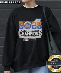Alt Text: New York Mets 2025 MLB Postseason NL Division Series Champions sweatshirt, celebrating team victory and fan pride.