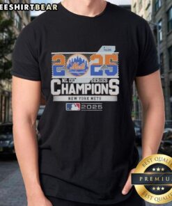 Top New York Mets 2025 MLB Postseason NL Division Series Champions celebration t-shirt featuring team logo and vibrant design.