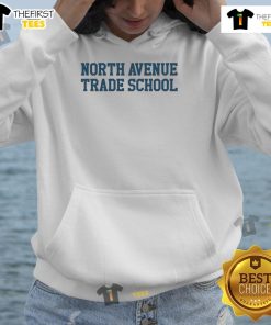 Top North Avenue Trade School hoodie in navy blue, featuring the school's logo on the front, perfect for students and alumni.