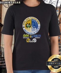 Top Notre Dame Fighting Irish Saturdays & Indianapolis Colts Sundays ladies tee featuring vibrant team graphics.