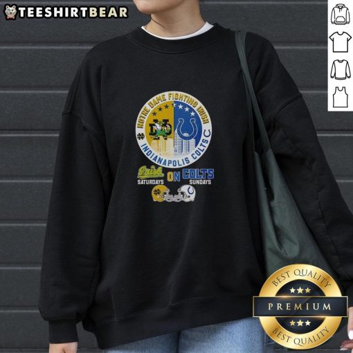 Top Notre Dame Fighting Irish sweatshirt for Saturdays and Indianapolis Colts Sundays, perfect for game day style.