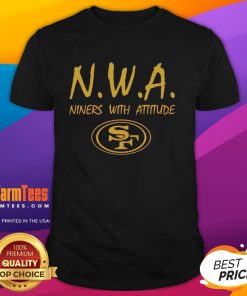 Top Nwa Nines With Attitude San Francisco 49ers logo T-shirt featuring bold graphics and vibrant colors.
