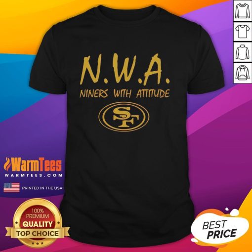 Top Nwa Nines With Attitude San Francisco 49ers logo T-shirt featuring bold graphics and vibrant colors.