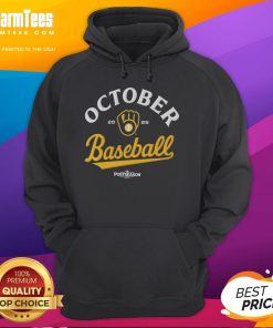 Milwaukee Brewers 2025 MLB Postseason hoodie displayed against a vibrant backdrop, perfect for fans celebrating October baseball.