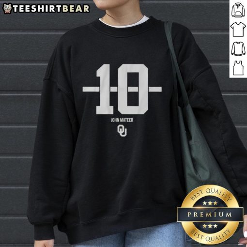 Top Oklahoma Sooners Football John Mateer 10 Stripe Sweatshirt featuring team colors and logo for ultimate fan style.