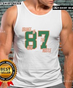 Top Orange Is The New Hustle 87 Tank Top featuring a bold graphic design and vibrant color, perfect for casual wear.