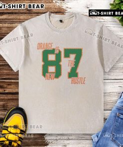 Top Orange Is The New Hustle 87 Washed T-Shirt, featuring a vibrant orange color and stylish design for casual wear.