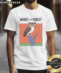 Top Owl Nerds of the Forest T-Shirt featuring a quirky owl design and vibrant colors perfect for owl lovers.