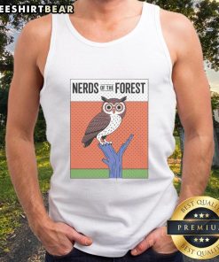 Stylish Top Owl Nerds of the Forest tank top featuring a whimsical owl design, perfect for nature and bird lovers.