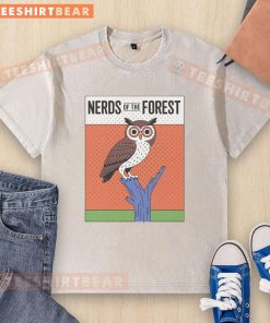 Top Owl Nerds of the Forest washed t-shirt featuring a colorful owl graphic, perfect for nature lovers and casual wear.