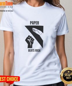 Top Paper Beats Rock Ladies Tee featuring a fun graphic design and comfortable fit, perfect for casual wear.