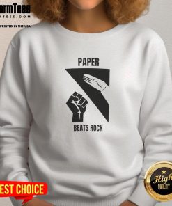 Top Paper Beats Rock sweatshirt featuring a fun graphic design, perfect for casual wear and game night enthusiasts.