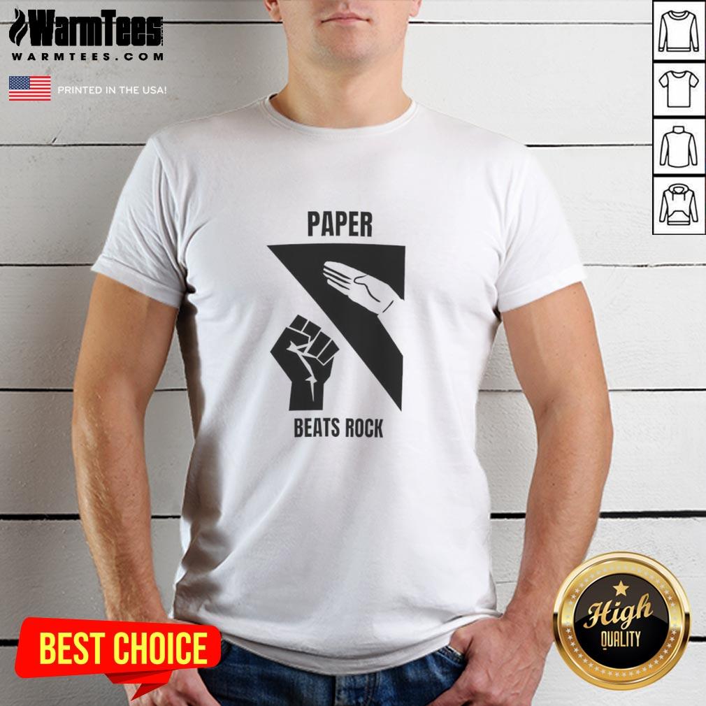 Top Paper Beats Rock T Shirt Top Paper Beats Rock T-Shirt featuring a playful graphic design, perfect for game enthusiasts and casual wear.