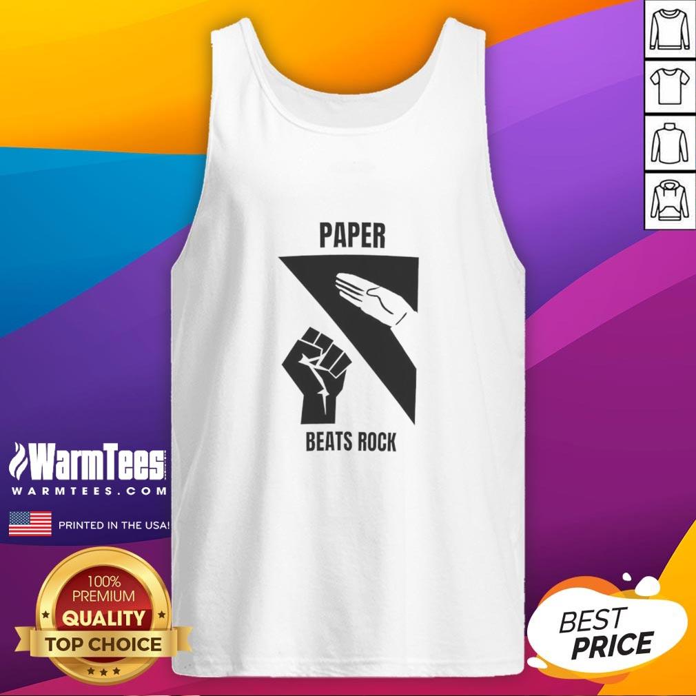Top Paper Beats Rock Tank Top Stylish Top Paper Beats Rock tank top featuring a fun graphic design, perfect for casual outfits and music lovers.