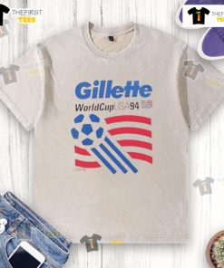 Vintage Top Patriots Gillette World Cup USA '94 washed t-shirt showcasing classic sports memorabilia and retro style.