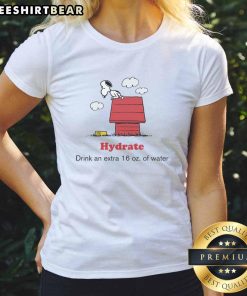 Top Peanuts X American Red Cross Hydrate Drink - Extra 16 oz of water Ladies Tee, stylish and supportive for hydration.