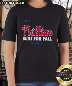Top Philadelphia Phillies Built for Fall 2025 MLB Postseason Nike logo ladies tee showcasing team spirit and style.