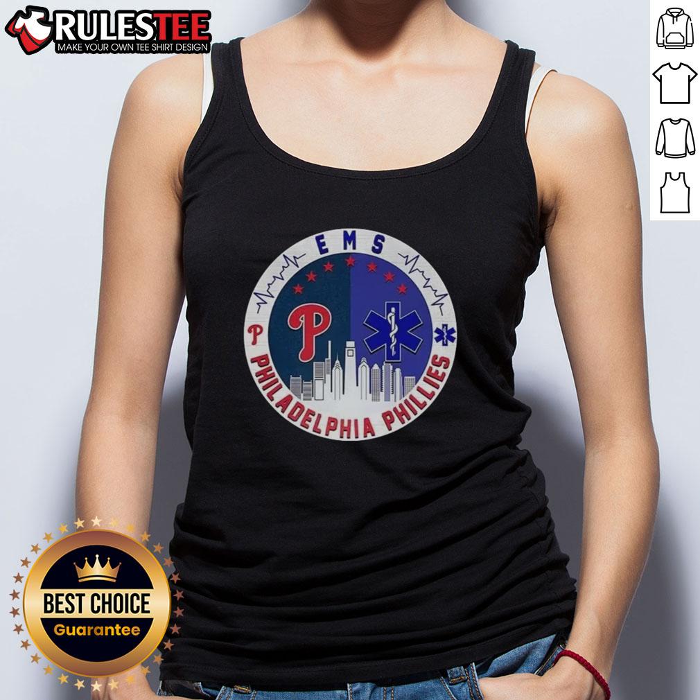Top Philadelphia Phillies Ems City Skiline Tank Top Stylish Top Philadelphia Phillies EMS City Skyline Tank Top featuring vibrant team colors and iconic city skyline design.