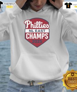 Top Philadelphia Phillies NL East Champs 2025 logo hoodie showcasing team pride and style.