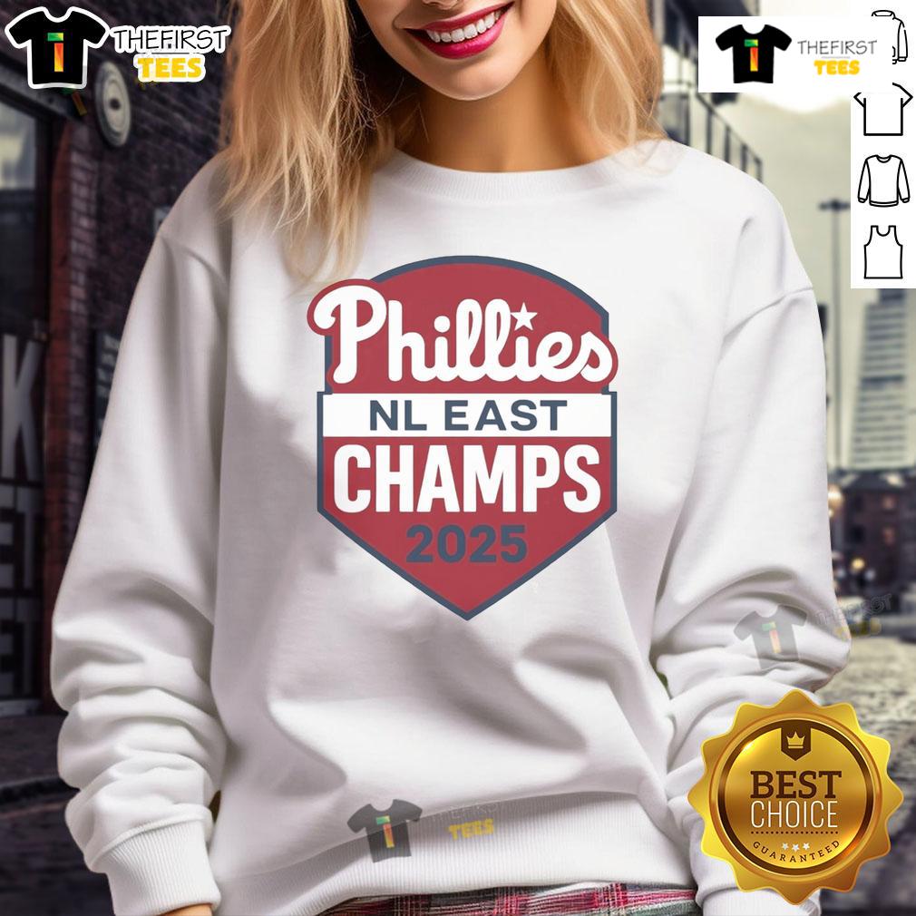 Top Philadelphia Phillies Nl East Champs 2025 Logo Sweatshirt Alt Text: Cozy sweatshirt featuring the Top Philadelphia Phillies NL East Champs 2025 logo, perfect for fans and game day wear.