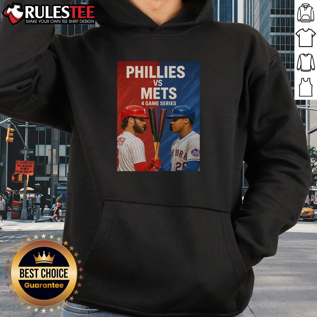 Top Philadelphia Phillies Vs New York Mets Mlb 4 Game Series Hoodie Stylish hoodie featuring the Philadelphia Phillies vs New York Mets logo for the MLB 4-game series, perfect for fans.