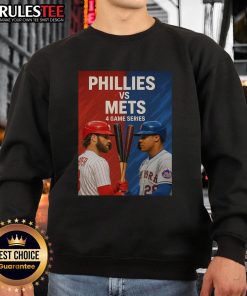 Cozy sweatshirt featuring the Philadelphia Phillies vs. New York Mets logo, perfect for MLB fans during the 4-game series.