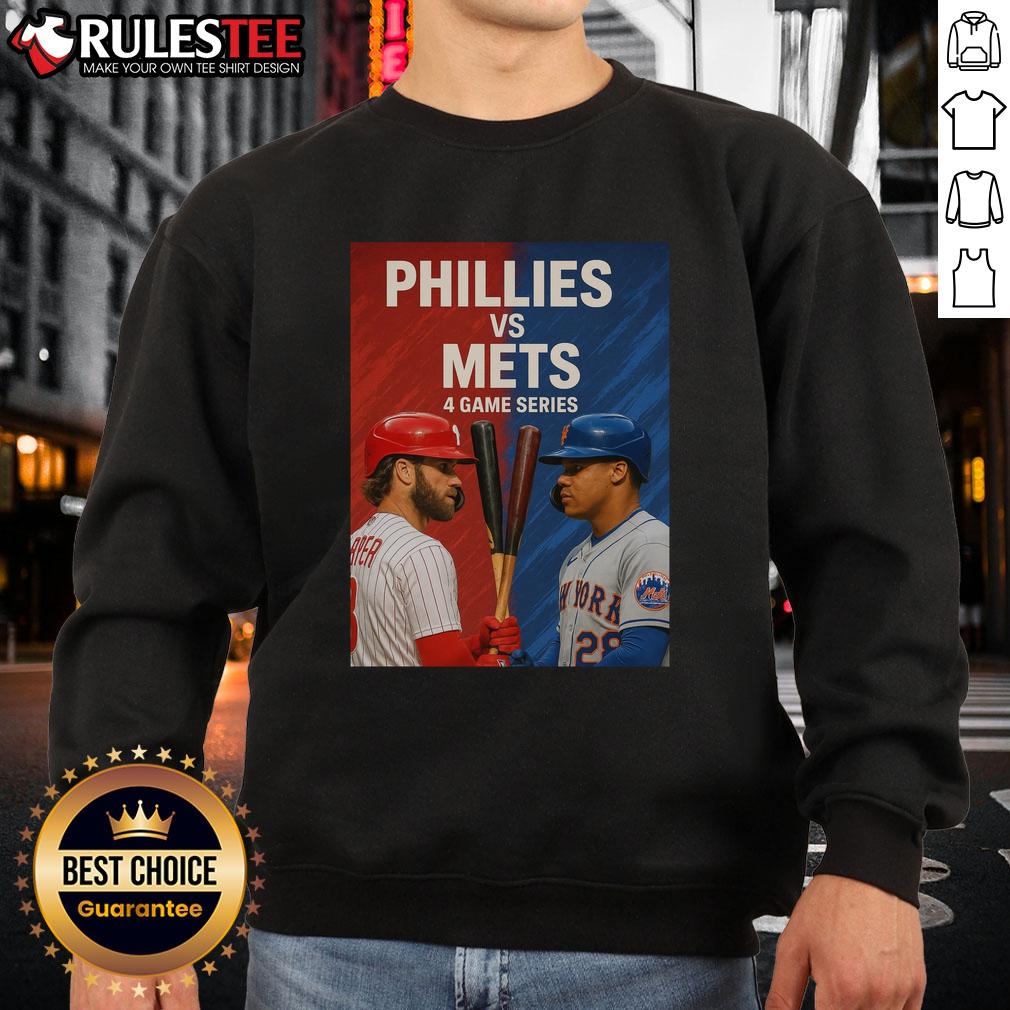 Top Philadelphia Phillies Vs New York Mets Mlb 4 Game Series Sweatshirt Cozy sweatshirt featuring the Philadelphia Phillies vs. New York Mets logo, perfect for MLB fans during the 4-game series.