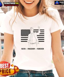 Top R.I.P. Charlie Kirk Freedom Is Not Free flag graphic on a stylish ladies tee, perfect for patriotic fashion.