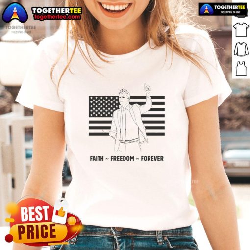Top R.I.P. Charlie Kirk Freedom Is Not Free flag graphic on a stylish ladies tee, perfect for patriotic fashion.