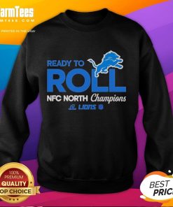 Alt Text: Detroit Lions NFC North Champions sweatshirt featuring bold team logo and vibrant colors for fans.