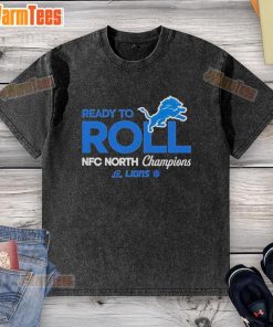 Top Ready To Roll Detroit Lions NFC North Champions Washed T-Shirt featuring team colors and logo, perfect for fans.