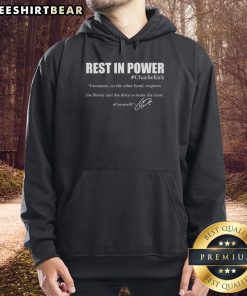 Charlie Kirk's 'Top Rest In Power' hoodie featuring a signature quote tribute for faith and Christian values.