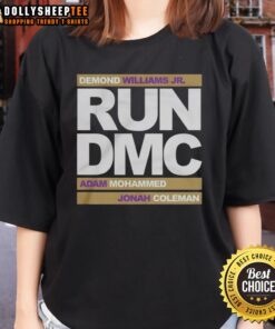 Top Run DMC football players Demond Williams Jr., Adam Mohammed, and Johnah Coleman in stylish ladies' tee.