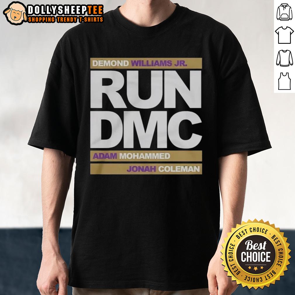 Top Run DMC Football Demond Williams Jr. Adam Mohammed and Johnah Coleman T-Shirt Top Run DMC football T-shirt featuring Demond Williams Jr., Adam Mohammed, and Johnah Coleman in vibrant design.