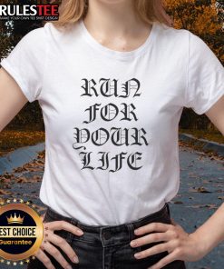 Alt Text: Top Run For Your Life Ladies Tee in vibrant colors, perfect for active women seeking stylish workout apparel.
