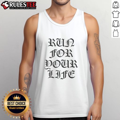 Top Run For Your Life Tank Top in vibrant colors, perfect for workouts and casual wear, showcasing a stylish athletic design.