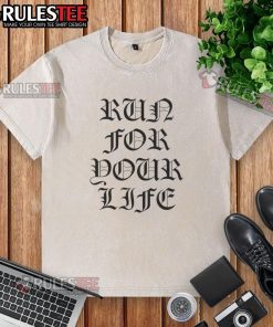 Top Run For Your Life Washed T-Shirt in casual style, perfect for running or leisure, featuring a comfortable fit.