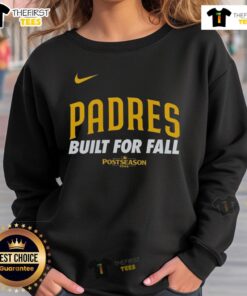 Top San Diego Padres Built for Fall 2025 MLB postseason sweatshirt featuring team logo and vibrant colors.