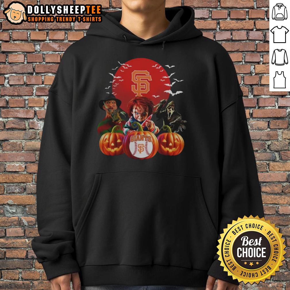 Top San Francisco Giants Mlb Horror Movie Halloween Hoodie San Francisco Giants MLB Halloween hoodie featuring a spooky design perfect for horror movie fans and baseball lovers.