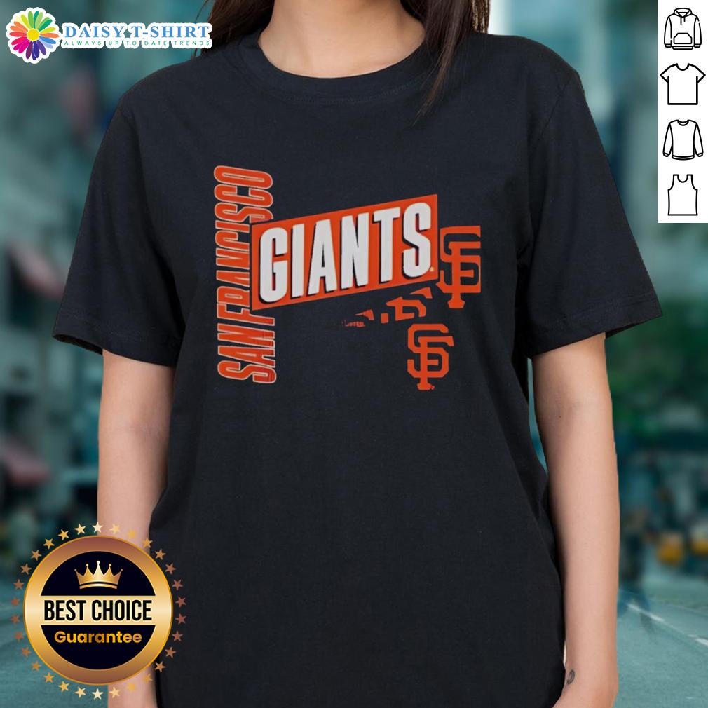 Top San Francisco Giants Text Design Ladies Tee Alt Text: Stylish ladies tee featuring top San Francisco Giants text design, perfect for fans and casual wear.