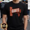 Stylish San Francisco Giants text design T-shirt featuring bold graphics and team colors for fans and enthusiasts.