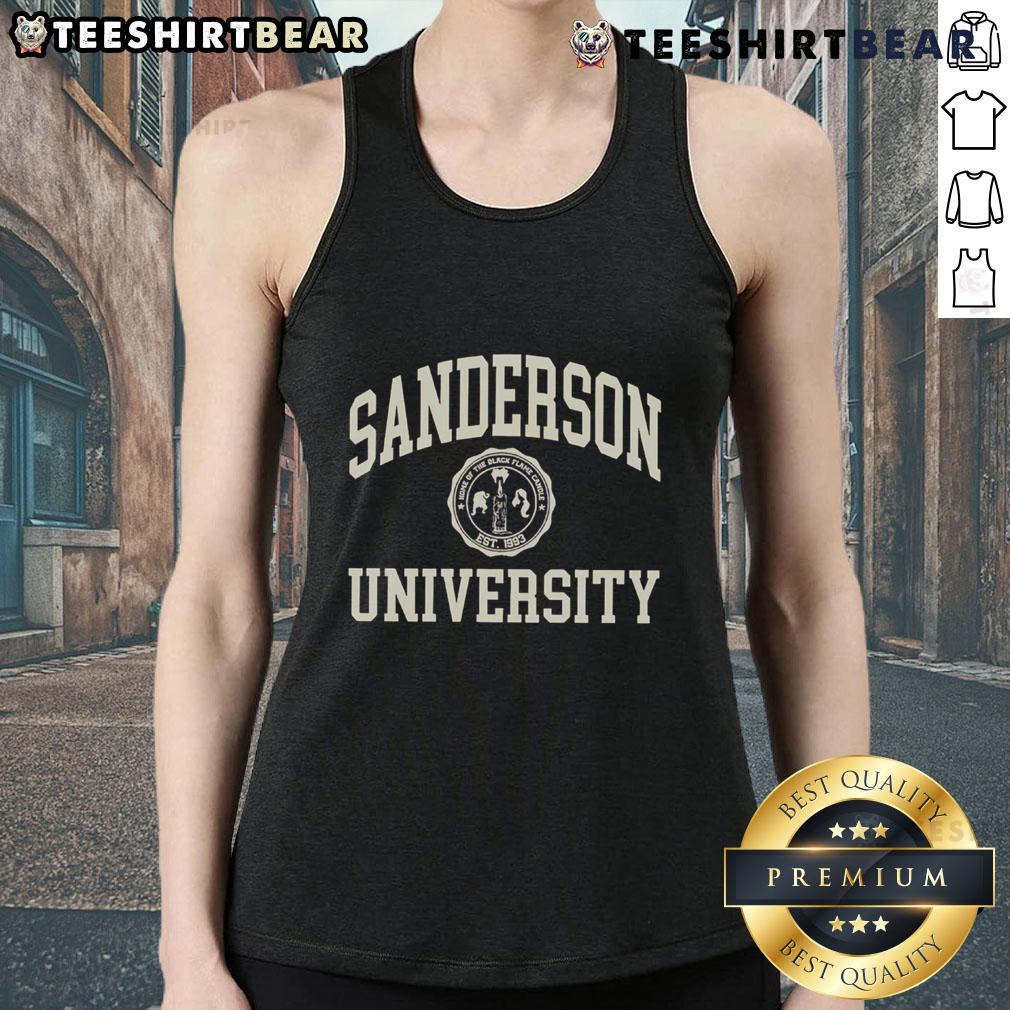 Top Sanderson University Tank Top Stylish top Sanderson University tank top in vibrant colors, perfect for casual wear and showcasing school spirit.