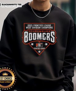 Front view of the Top Schaumburg Boomers 2025 Frontier League West Division Champions sweatshirt in team colors.
